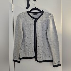 Women's Gray Sweater with Black Trim